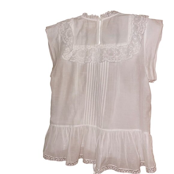 Zadig Voltaire Womens Top Size Medium White Drawstring Waist Ruffle Trim - Picture 8 of 9